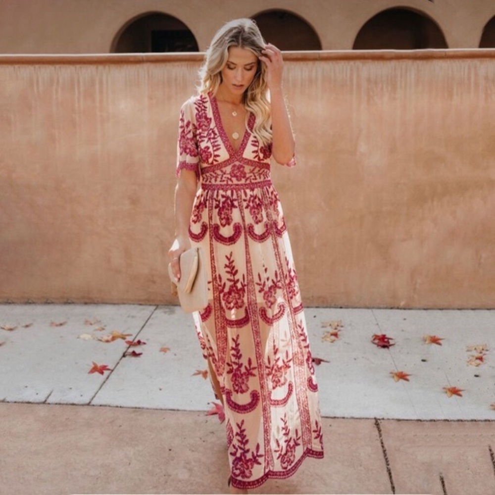 Blue Lace Maxi Dress